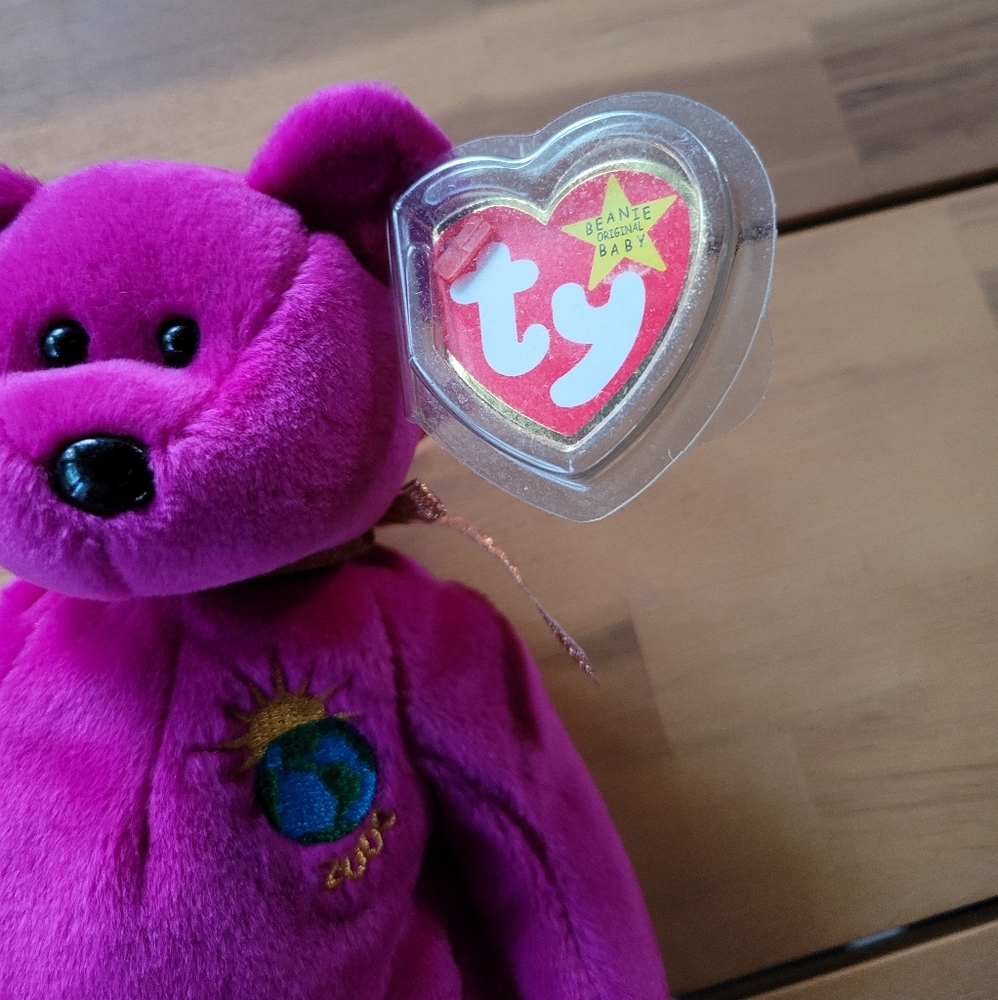 Ty Beanie Baby Millennium Purple Bear Plush 1999 Vintage With Tag - Picture 2 of 3